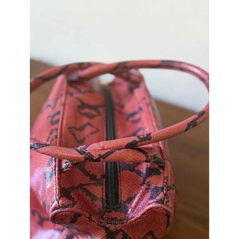 Vintage Moschino Red And Black Boa Snakeskin Handbag Redwall Made in Italy